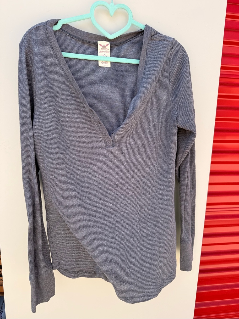 Faded Glory Women's Long-Sleeve V-Neck Thermal Top - Gray
